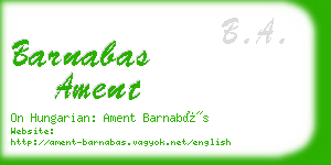 barnabas ament business card